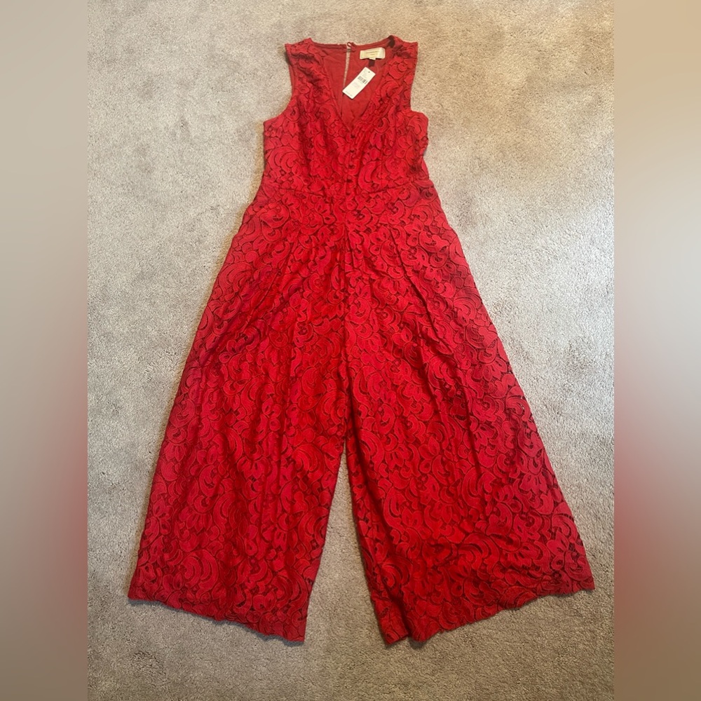 Moulinette Soeurs Romper Cropped size 4 Red (Anthropologie)
